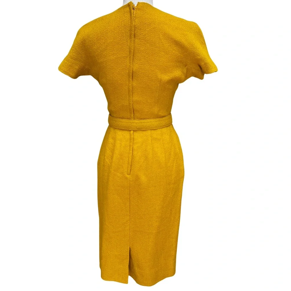 Vintage Chic Mustard Dress and Jacket Ensemble with Matching Belt - Picture 7 of 16